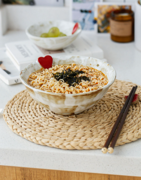 Ramen inside a Japanese Style Retro Love Heart Bowl