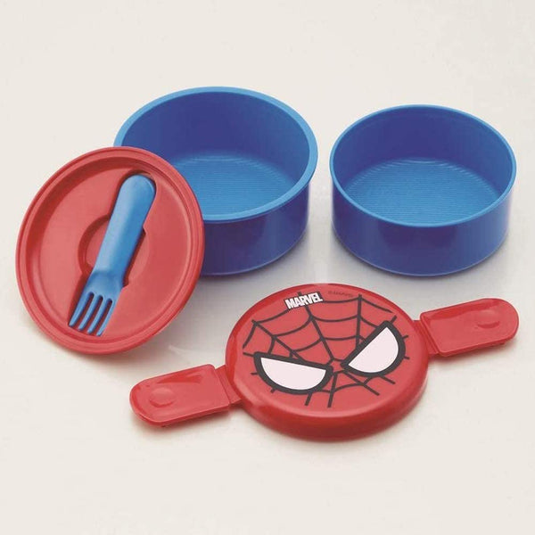 Skater Spiderman Round Bento Lunch Box 2 Tier with Mini Fork 500ml