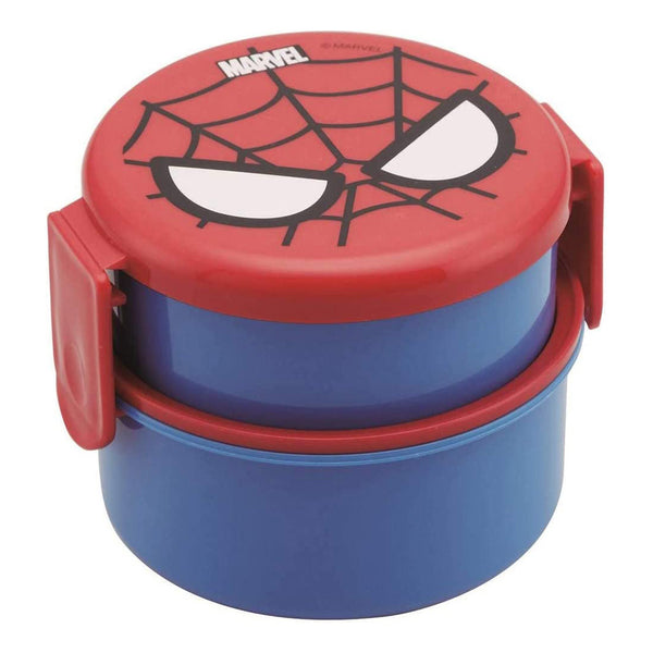 Skater Spiderman Round Bento Lunch Box 2 Tier with Mini Fork 500ml