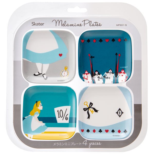 Skater Disney Alice in Wonderland Melamine Mini Plate 4Pcs Set