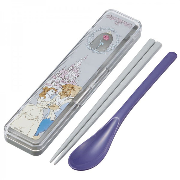 Skater Disney Beauty and the Beast Chopstick and Spoon Cutlery Set