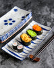 Assortment of sushi on "Taishi Grass" style Japanese Hand Painted Rectangular Plate