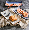 Croissant and berries on a Japanese Hand Painted Rectangular Plate