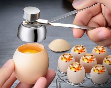 Stainless Steel Egg Opener Holder Eggshell Top Cracker