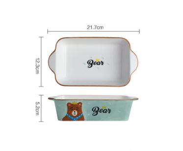 Bear Ceramic Kitchenware Tray dimensions sheet, 21.7 x 12.3 x 5.2 cm
