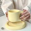 Colourful & Abstract Yellow Ceramic Mug Set With Fat Handle