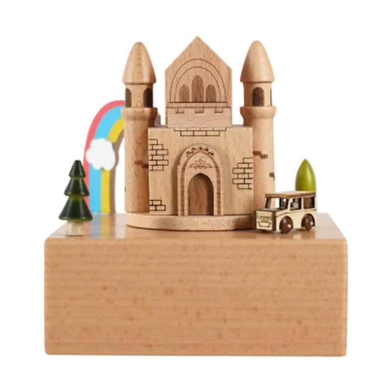 Generic Brand Wooden Rainbow Castle Music Box | 1904