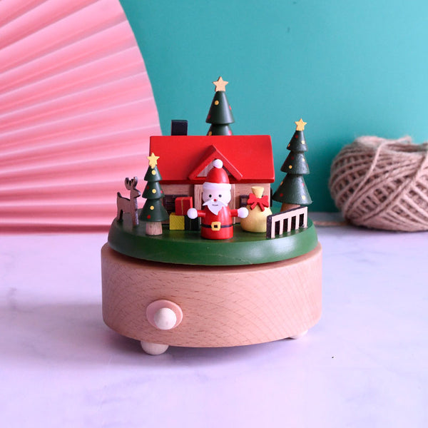 Generic Brand Premium Wooden Christmas Santa Claus House Music Box | 1547