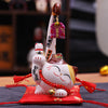 Jinshi Long Tail Lucky Cat Right Hand Up with Little Lucky Cat 16cm