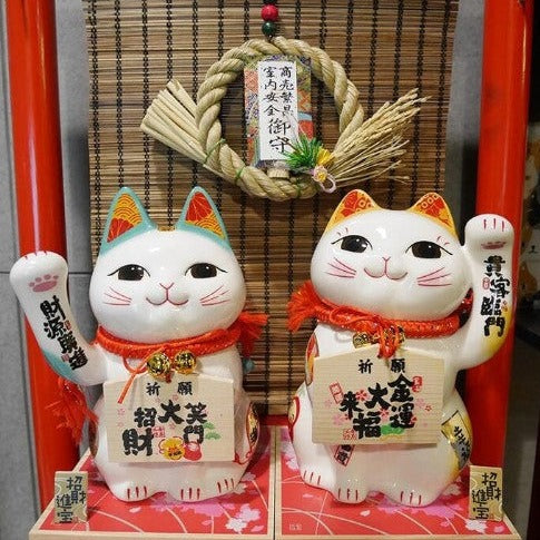 Jinshi Lucky Cat Hand Up With Ema 25cm