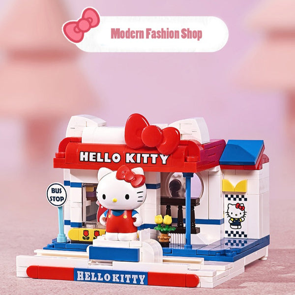 Keeppley Sanrio Hello Kitty Modern Fashion Shop Building Blocks Toy Set Built