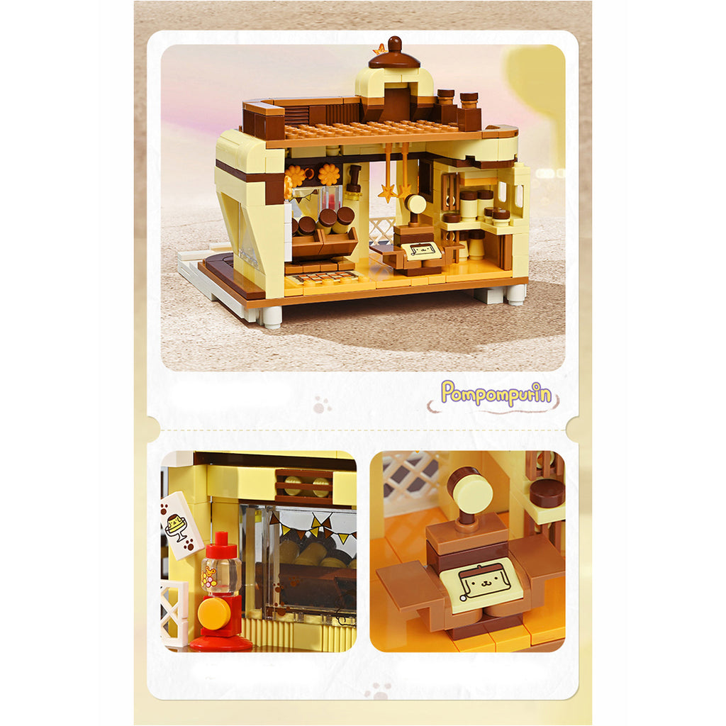 Keeppley Sanrio Pompompurin Shining Pudding Shop Building Blocks Toy Set