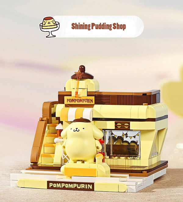 Keeppley Sanrio Pompompurin Shining Pudding Shop Building Blocks Toy Set Built