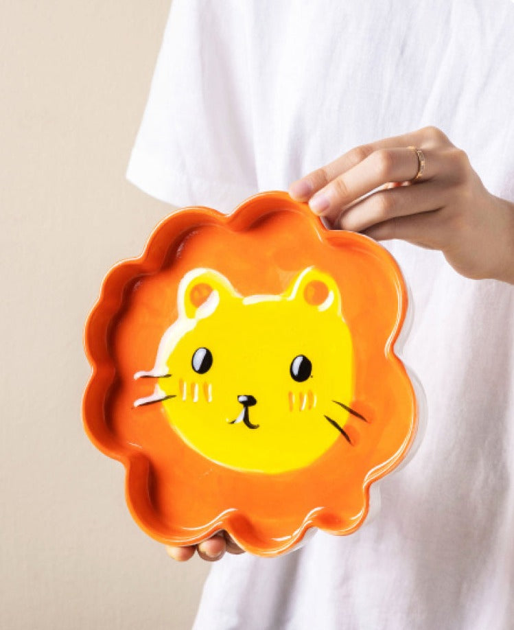 Modern Cartoon Animal Style Food Plate - lion