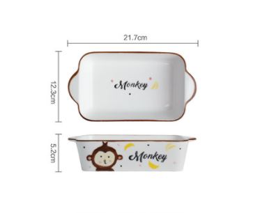 Monkey Ceramic Kitchenware Tray dimensions sheet, 21.7 x 12.3 x 5.2 cm