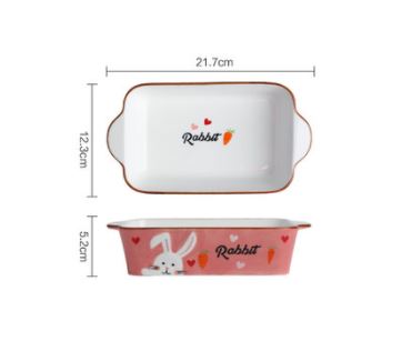 Rabbit Ceramic Kitchenware Tray dimensions sheet, 21.7 x 12.3 x 5.2 cm
