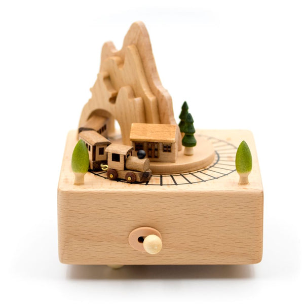 Generic Brand Wooden Little Mountain Train Music Box 16cm | 1520