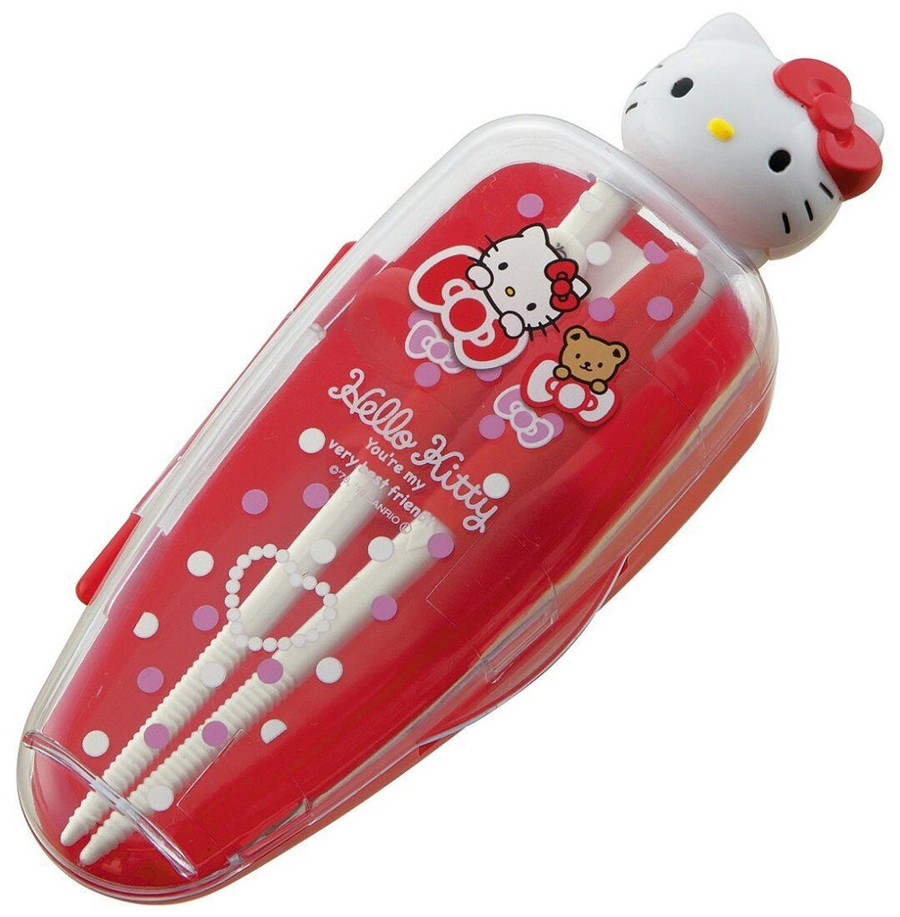 Skater Sanrio Hello Kitty Bear and Ribbon Training Chopsticks with Cas