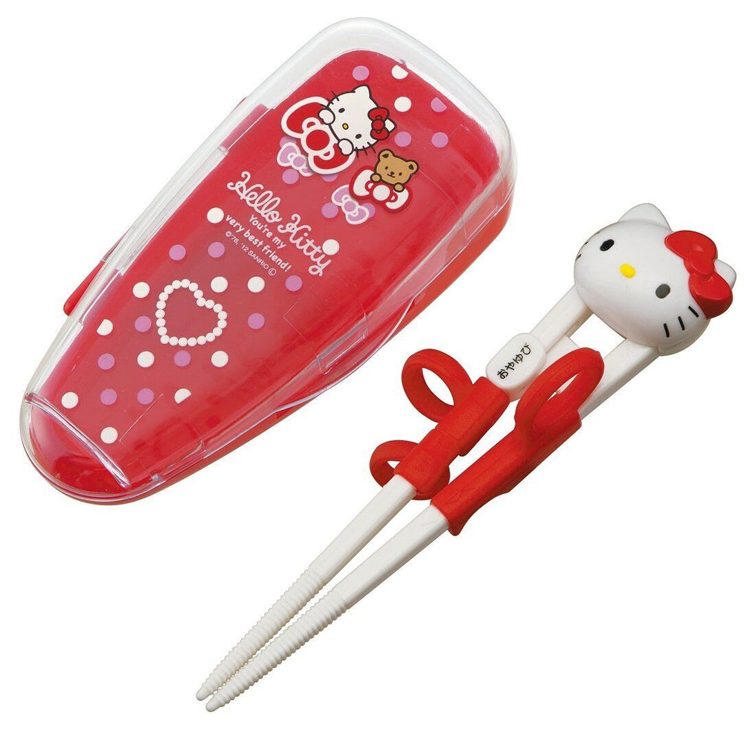 Skater Sanrio Hello Kitty Bear and Ribbon Training Chopsticks with Cas
